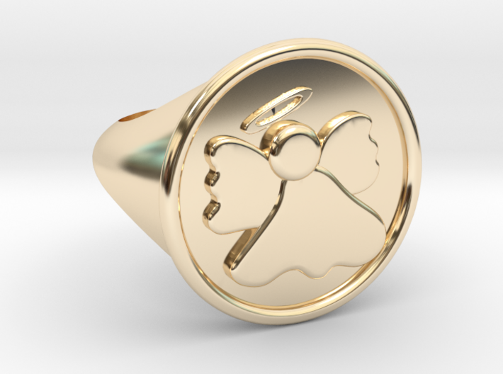Dainty Angel Signet Ring Size 6.0 3d printed