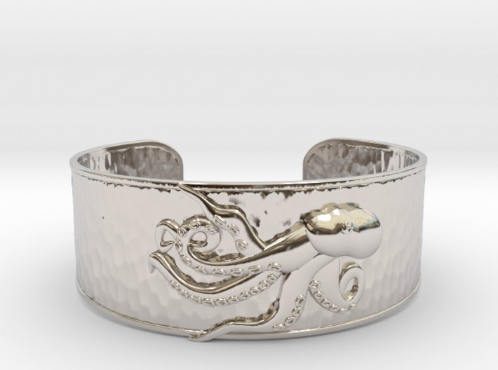 Playful Octopus Large Hammered Cuff 3d printed