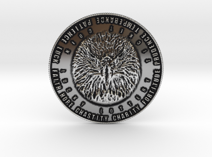Eagle Head Coin of 9 Virtues Lucky Lottery Token 3d printed