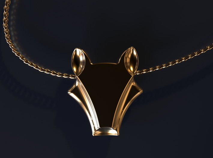 Fox Pendant 3d printed Dark render of pendant in Gold