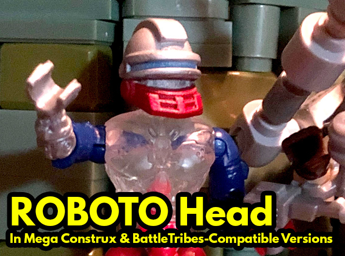 Roboto Head - Multisize 3d printed Hand painted custom using smooth detail head for Mega-Construx.