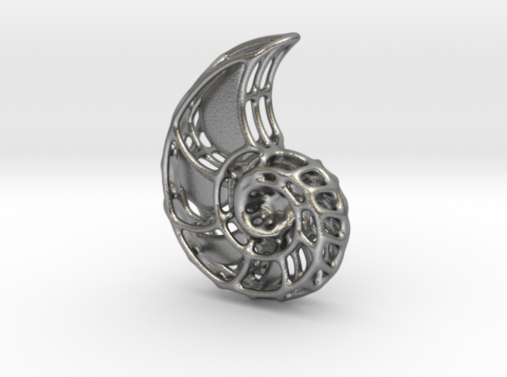 Nautilus skeleton pendant 3d printed 