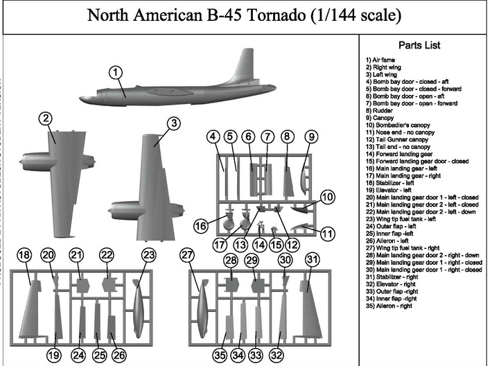 B-45-144scale-1-Airframe 3d printed 