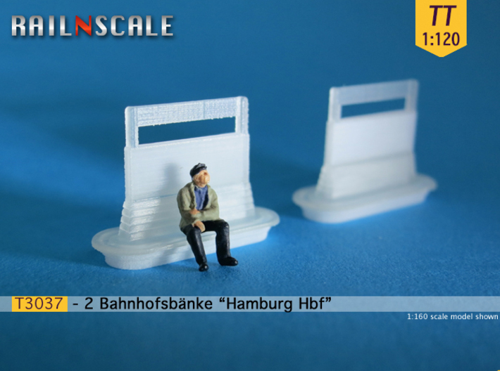 2 Bahnhofsbänke Hamburg Hbf (TT 1:120) 3d printed 