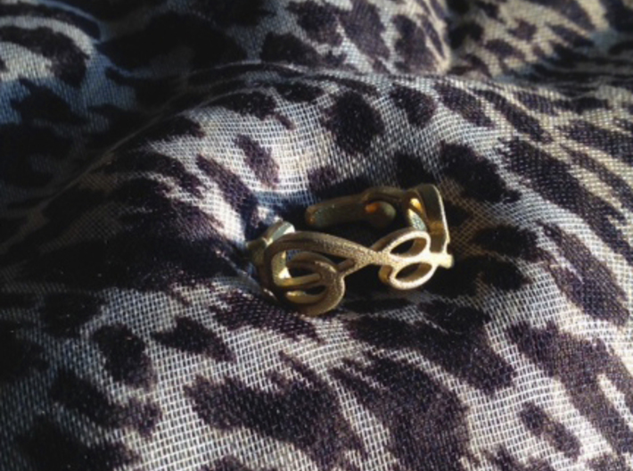 Treble Clef Ring (Size 5)  3d printed Raw Brass - Unpolished