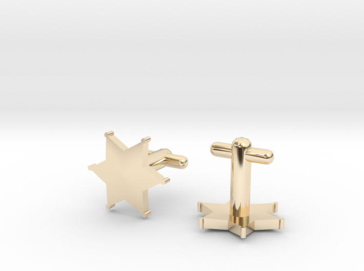 Sheriff's Star Cufflinks (2) Silver,Brass,or Gold 3d printed