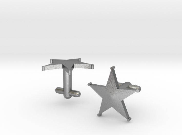 Sheriff's Star Cufflinks (1) Silver,Brass, or Gold 3d printed