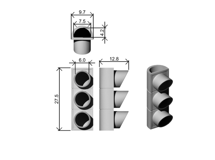 Traffic Lights Ver01. 1:24 Scale  3d printed Dimensions at 1:24 Scale