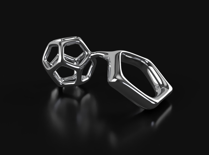 Dodeca Sculptural Ring 3d printed Art Jewelry