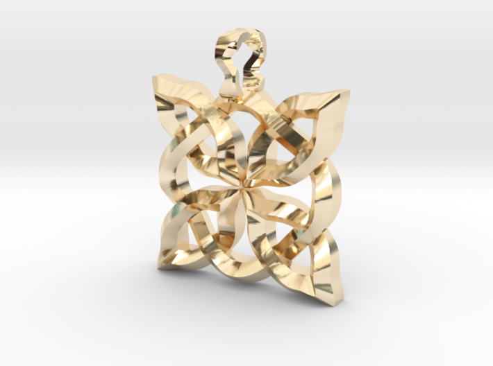 4 Clover Knot - Pendant. Shown in sterling silver 3d printed Render
