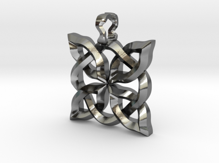 4 Clover Knot - Pendant. Shown in sterling silver  3d printed Render