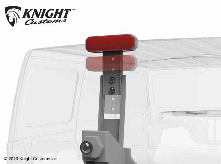 KCJL1016 JL Tire Carrier w light 3d printed Rear light is adjustable for different sized tires.