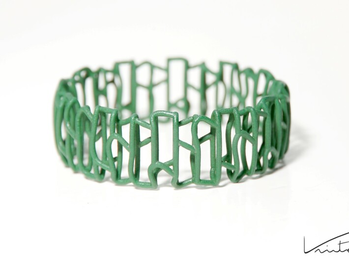 Modern patterned bracelet 3d printed Green Strong & Flexible