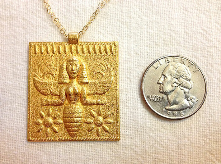 Etruscan Bee Goddess Pendant 3d printed Bee Goddess Pendant w/quarter