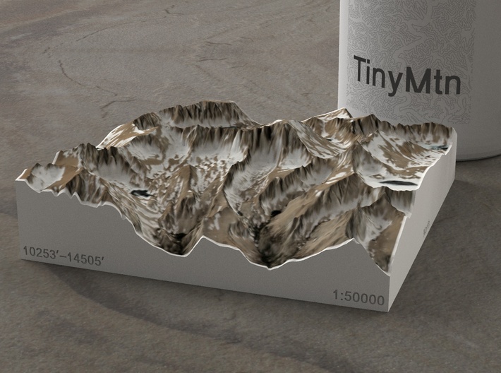 Mt. Whitney (new), California, USA, 1:50000 3d printed