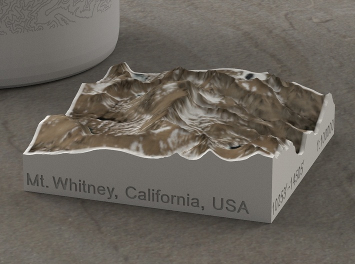 Mt. Whitney (new), California, USA, 1:100000 3d printed 