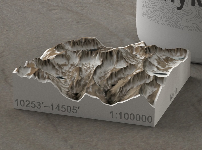 Mt. Whitney (new), California, USA, 1:100000 3d printed