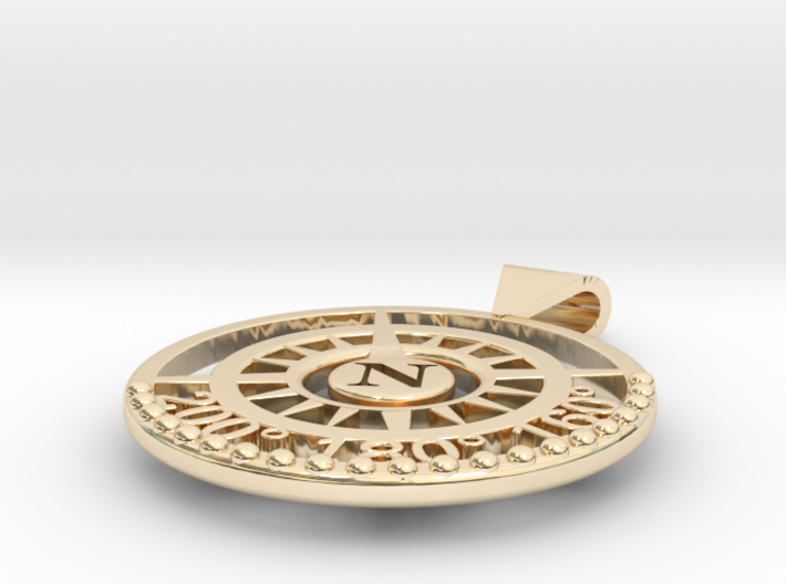 Nautical North Compass Pendant 3d printed