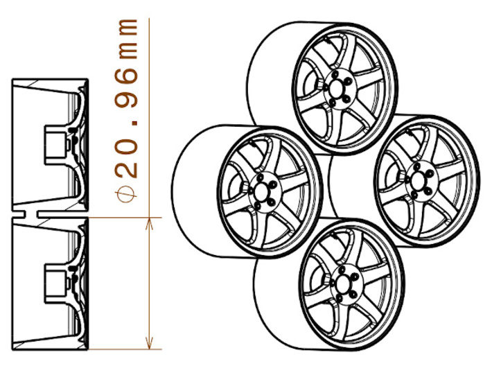 1/24 - 18'' RAYS Volk TE37SL, model wheel (female) 3d printed 