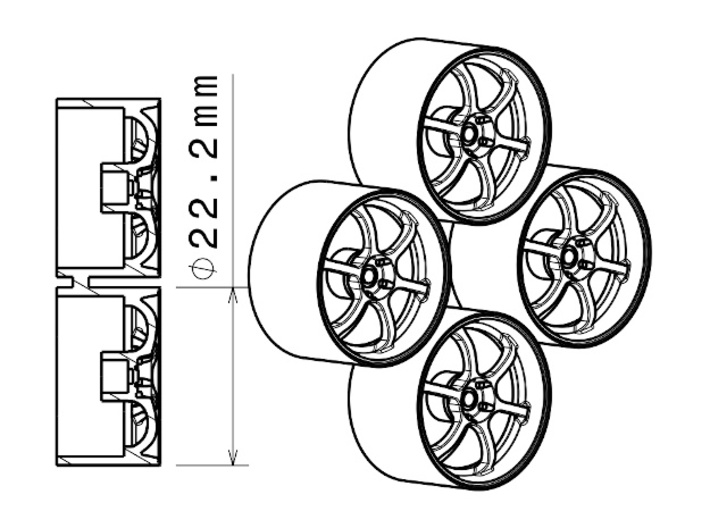 1/24 - 19'' Advan RG-D - model car wheels (female) 3d printed