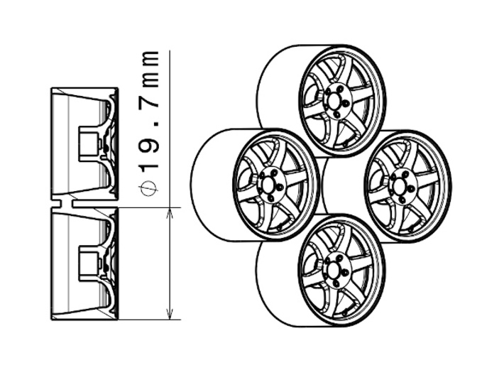 1/24 - 17'' RAYS Volk TE37SL, model wheel (female) 3d printed 