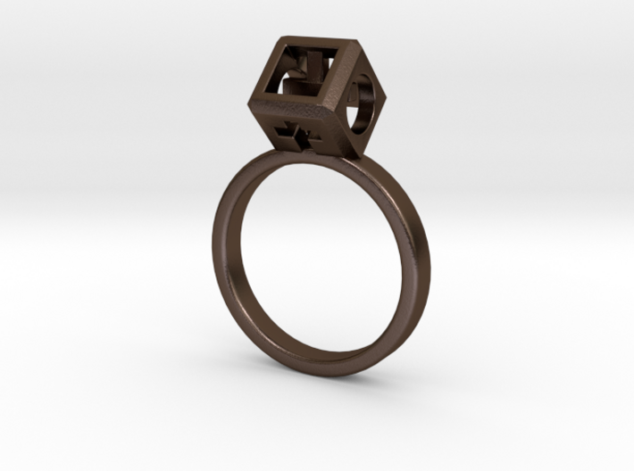 JEWELRY Ring size 6.5 (17mm) with HyperCube stone 3d printed