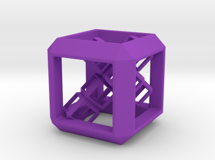 SCULPTURE Cube (30 mm) with 3d-Cross inside 3d printed