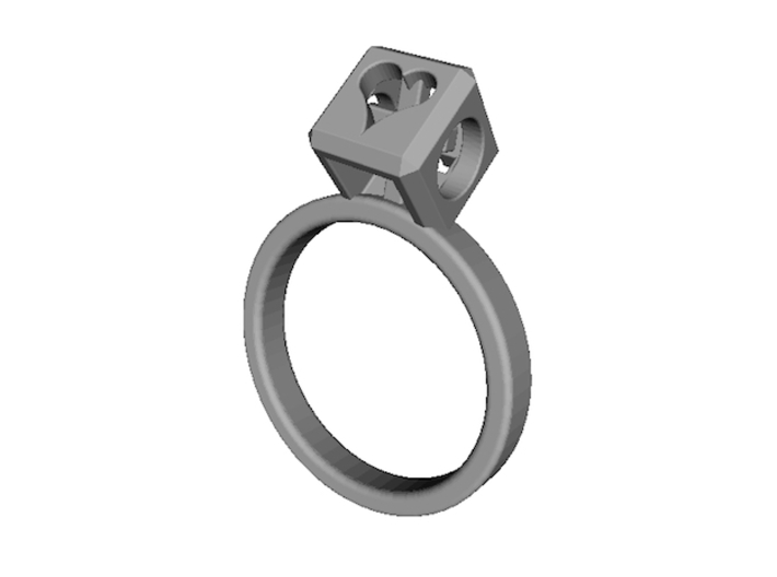 JEWELRY Ring size 8 (18 mm) with HyperCube &quot;stone&quot; 3d printed