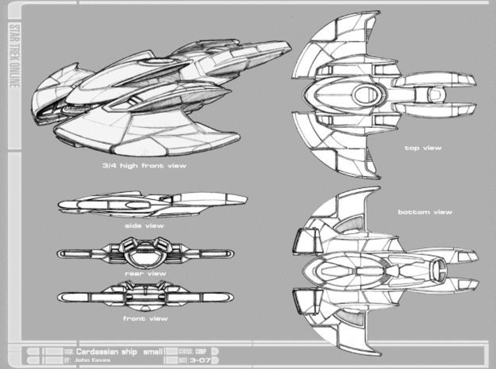 Cardassian Interceptor 1/350 3d printed The original design sketch by John Eaves.