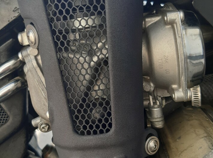 FZX carb cover RH 3d printed mounted on bike