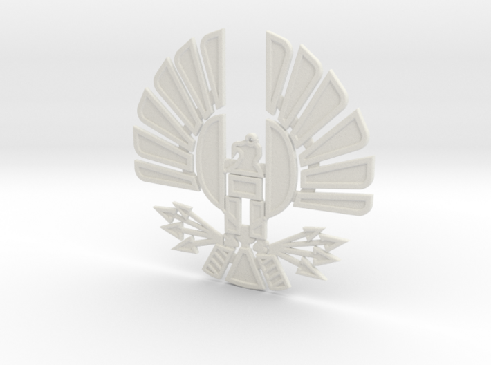 'Mockingjay' Panem Sigil Pendant for neclace 3d printed White Strong &amp; Flexible