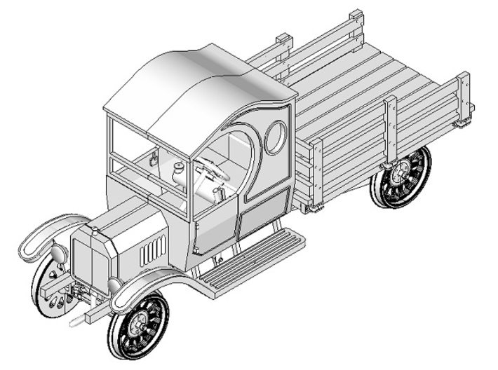 HOn3 Model TT Railtruck Stakebed Body A 3d printed Shown mounted on Chassis
