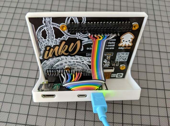 SlimCover for pimoroni inky wHAT and raspberry pi 3d printed wiring