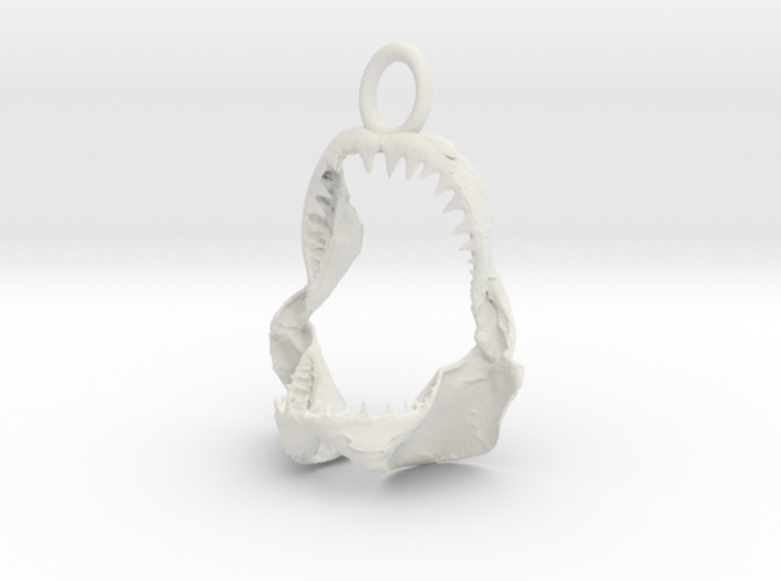 white shark jaw pendant 3d printed