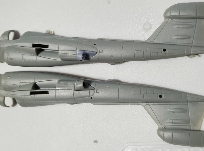 1/144 EA-6B Prowler Engine Upgrade Parts 3d printed Comparison of kit exhaust to my upgrade part