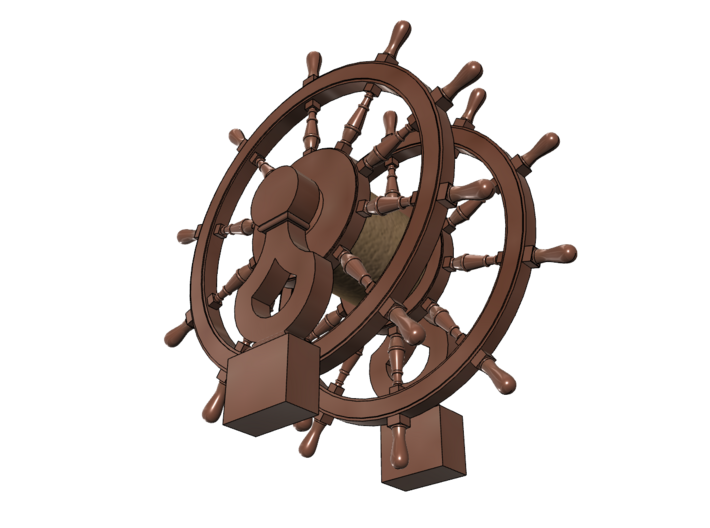 1/64 Ship's Wheel (Helm) for Frigates, Sloops, etc 3d printed Painting suggestion.