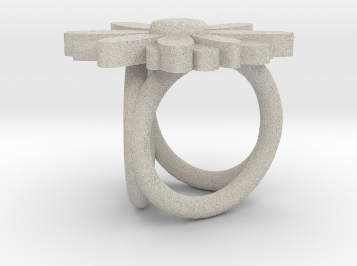 Scarf buckle triple ring with daisy 3d printed