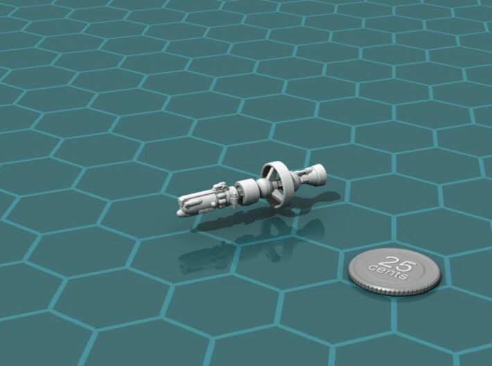Federal Light Cruiser 3d printed Render of the ship, with a virtual quarter for scale.