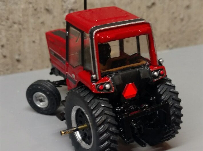1/64 Scale 38" Red/Black Rear Wheel and Tire 3d printed Installed on Greenlight 3488