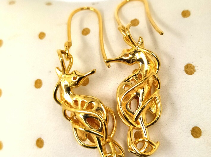 Sea horse earring 3d printed 