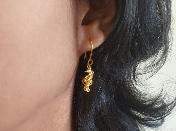Sea horse earring 3d printed 