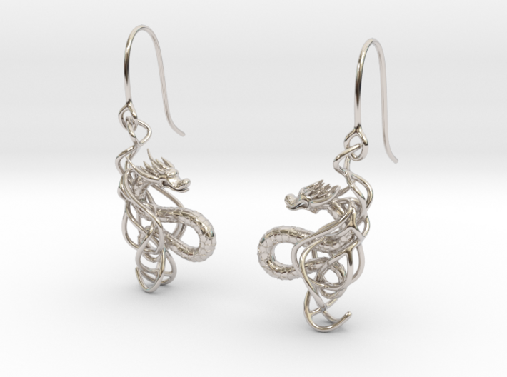 Eastern Dragon Earring 3d printed