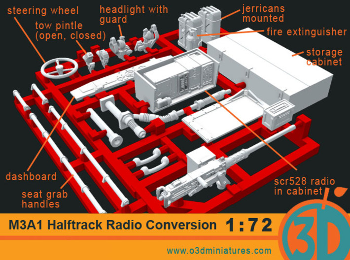 US halftrack Radio Conversion Set 1/72 scale 3d printed 