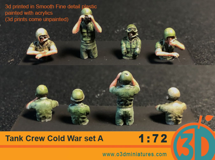 Tank Crew Cold War Set A 1/72 scale 3d printed 3d printed figures come unpainted.