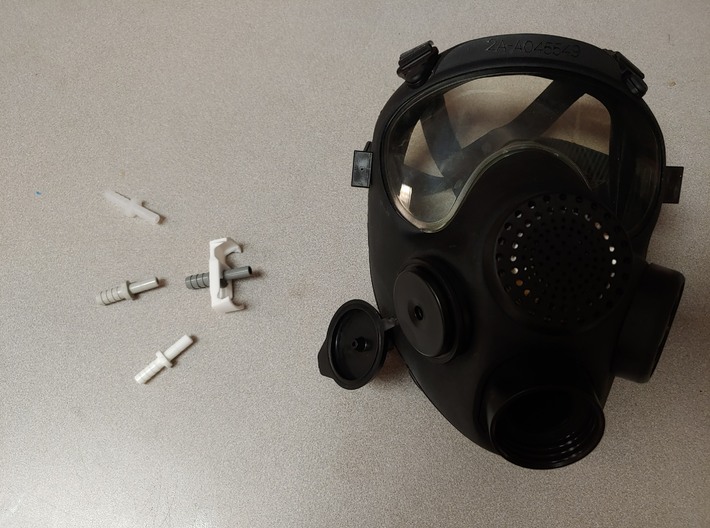 ARF-A Gas Mask Drinking Connector Straight Adapter 3d printed Shown with a variety of tested tube fittings.