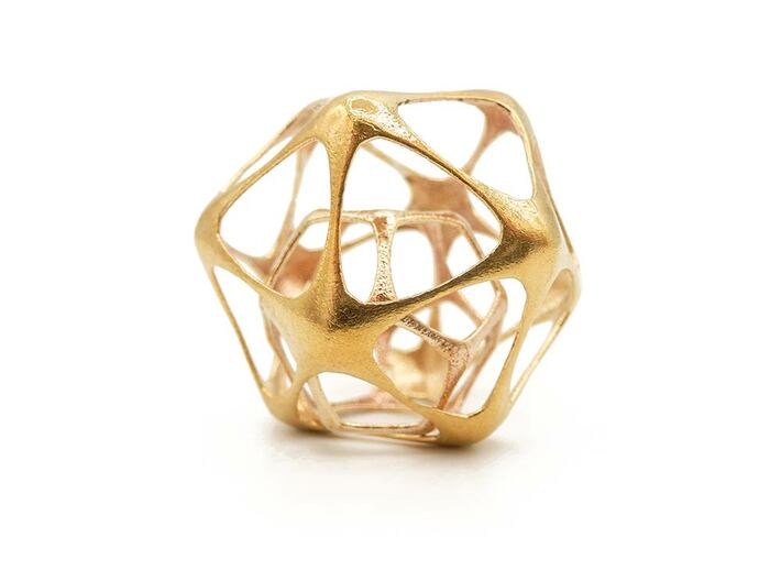 Icosahedron-dodecahedron Pendant - Yin 3d printed Icosahedron-dodecahedron Pendant - Brass