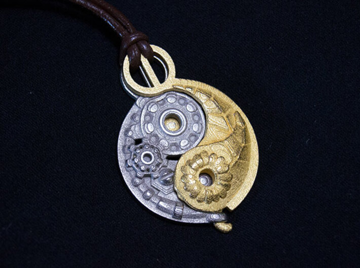 Yang Mechanical LARGE 3d printed Yang mechanical and Ying Nature LARGE pendants together