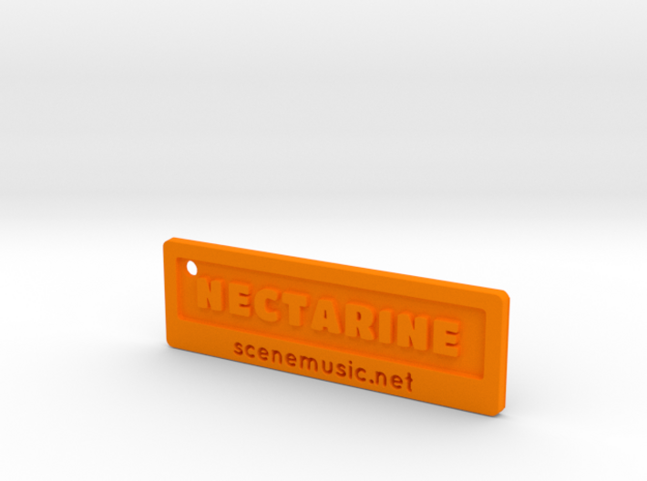 Nectarine Key Fob Plastic Too 3d printed Orange Strong &amp; Flexible Polished render. Final product will not look exactly like this.