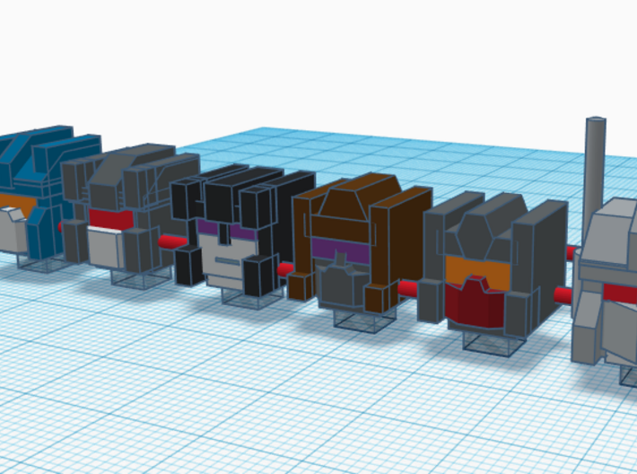 Heads for Combaticon Kreons (Set 2 of 2) 3d printed Color Render