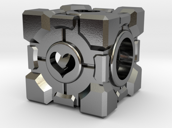 Companion Cube Bead (open hearts) 3d printed